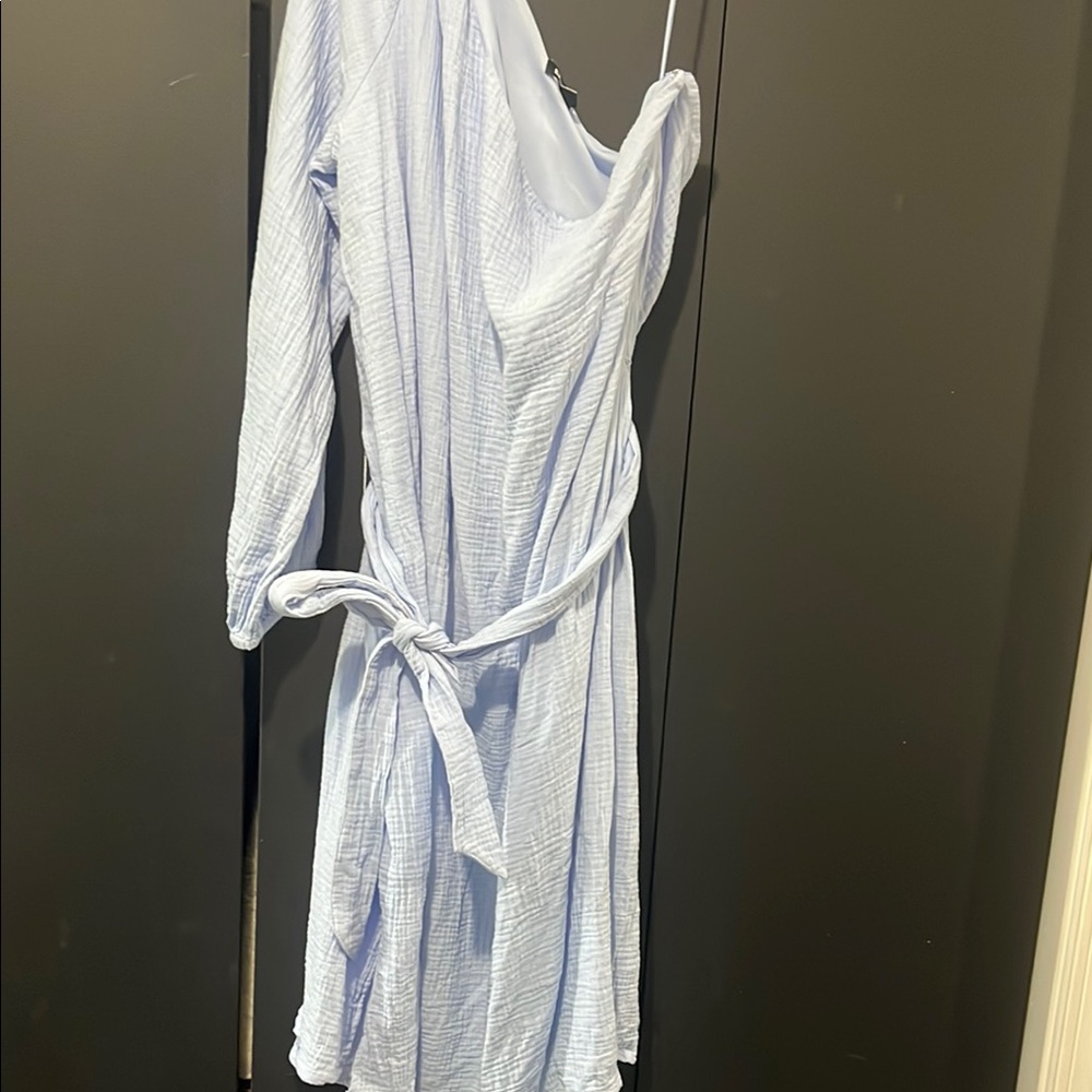 Express light blue One Shoulder Long Sleeve Cocktail Dress